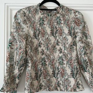 Veronica Beard smocked long sleeve blouse